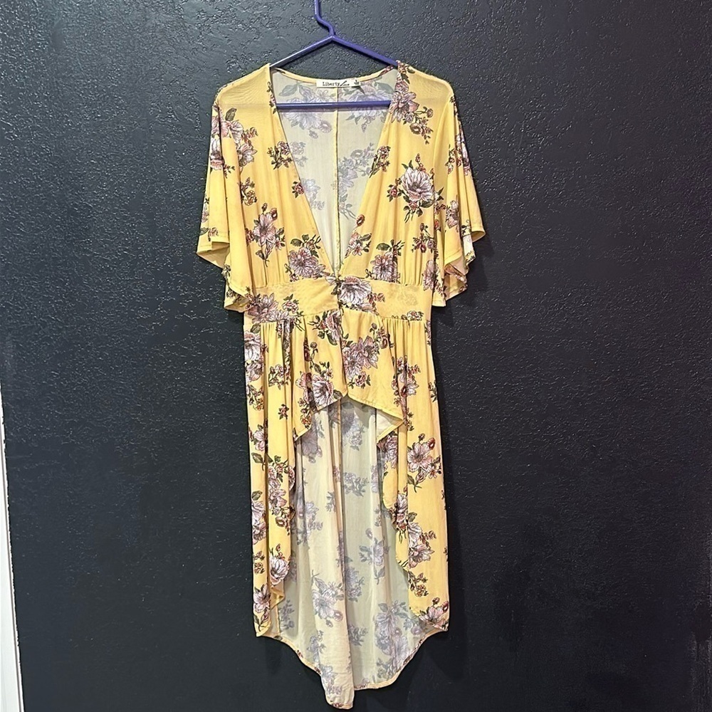 LIBERTY LOVE Women Short Sleeve Floral Kimono Size Medium